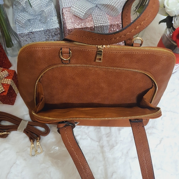 BESTINI Brown Handbag Shoulder Crossbody 2 Way Bag Faux Snake Animal Print NWT - Picture 9 of 16